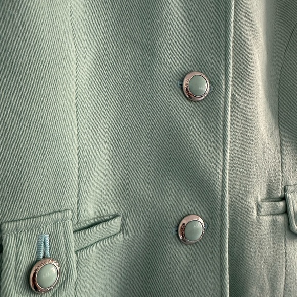 Courreges Mint Green Women's Blazer Jacket with Sliver Buttons - Picture 4 of 9
